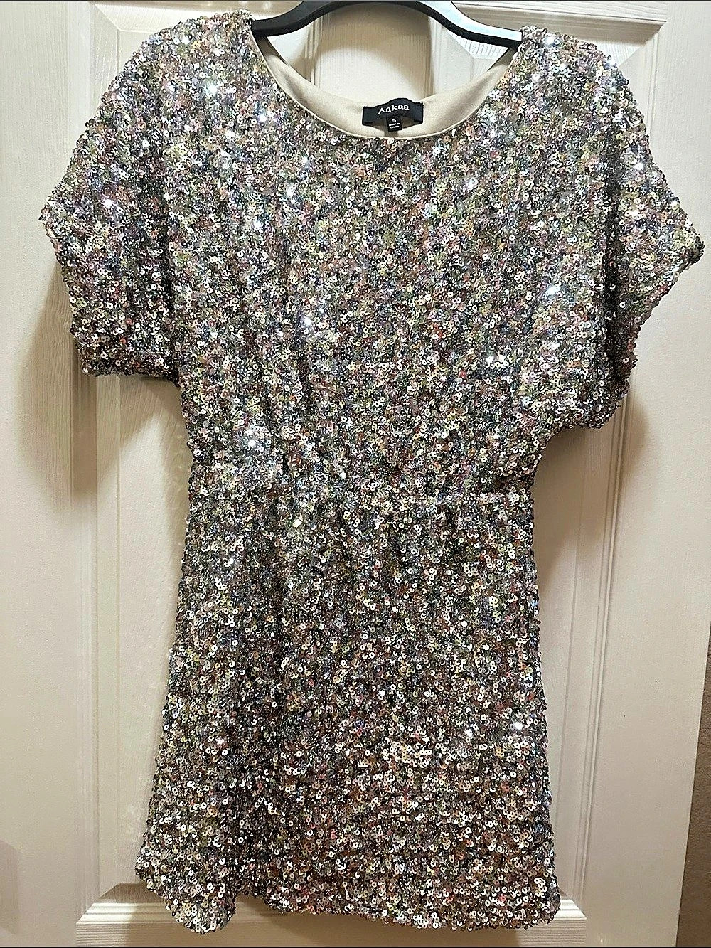 Aakaa Sequin Mini Dress in Multicolor Like New
